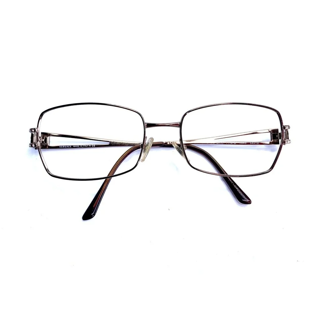 Versace Gold Rectangular Medusa Glasses Studded Temple MOD 1114B 54 18 130